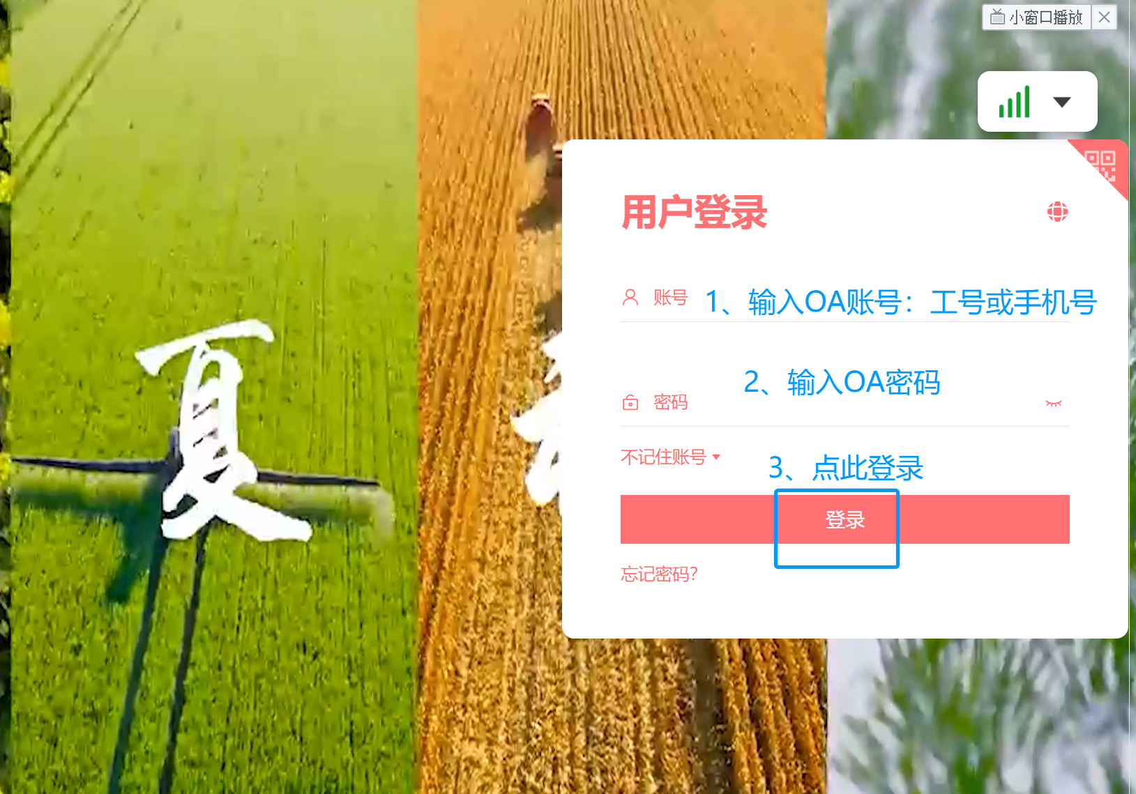 OA账号密码登录